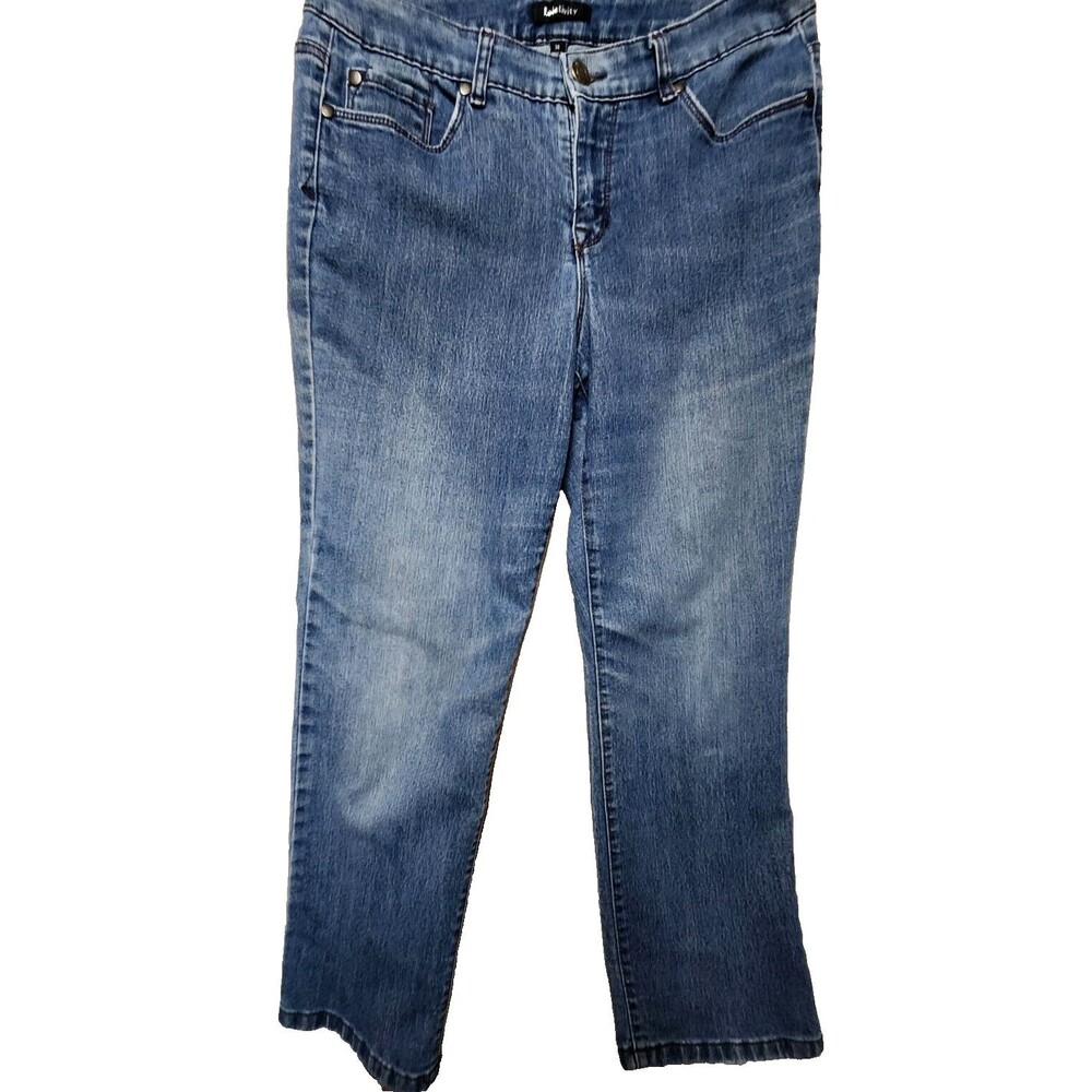 Relativity Women's Size 12 Blue Bootcut Leg Dark Wash Cotton Blend Stretch Jeans